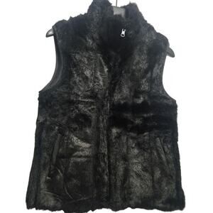 Giacca Reversible Black Faux Fur One Side Zip Up Vest New With Tags Size Medium